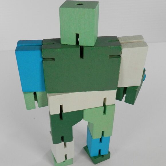 2019 David Weeks Studio Areaware Cubebot Green Blue 5" Puzzle FIdget Figure - Picture 2 of 9